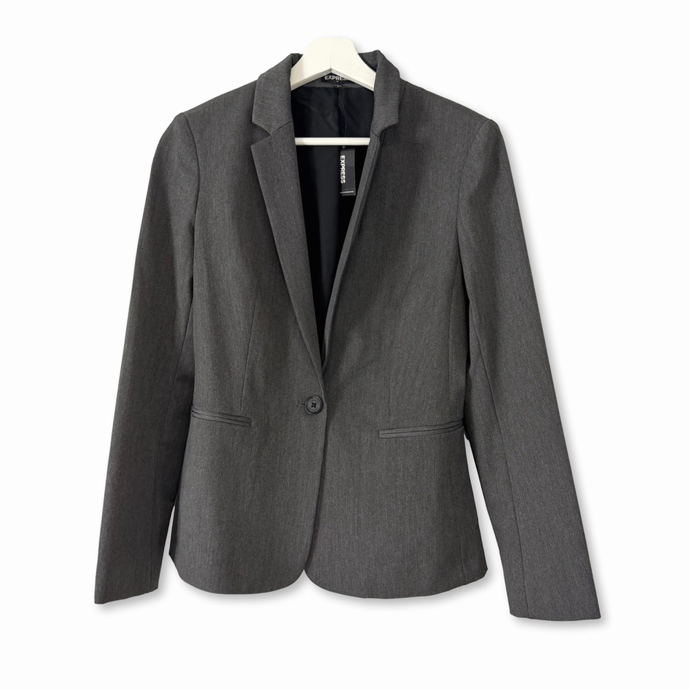 Express Gray One Button Blazer Jacket Women's Size 6
